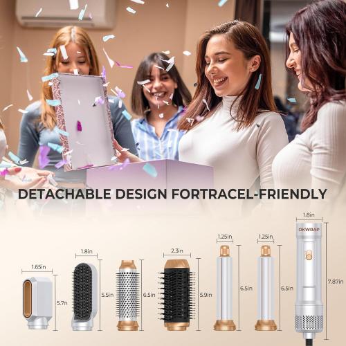 6 in ONE Blow Dryer Brush,Air Curling Iron Round Brush Blow Dryer 800W,Ionic Hair Dryer Brush for Women, Hot Air Brush Hair Styling Tools 100-120V