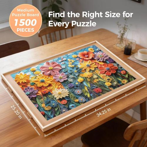 ALL4JIG 1500 Pieces Rotating Puzzle Board with 4 Drawers and Cover,25x34 Portable Wooden Jigsaw Puzzle Table for Adults,Lazy Susan Spinning Puzzle Boards Birthday Gift for mom