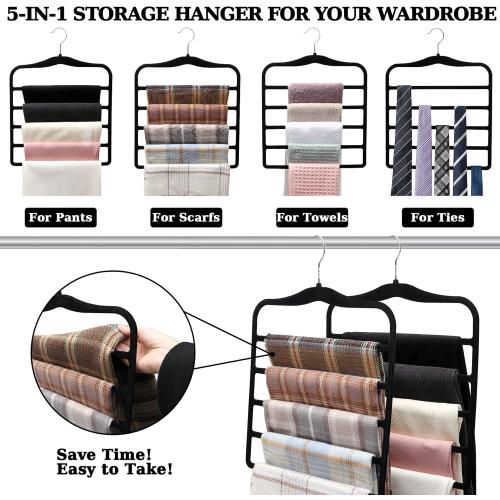 Closet Organizers and Storage,3 Pack Velvet Pants-Hangers-Space-Saving,Non Silp 5 Tier Scarf Jeans Organizer,Dorm Room Essentials for College Students Girls Boys Guys,Organization and Storage