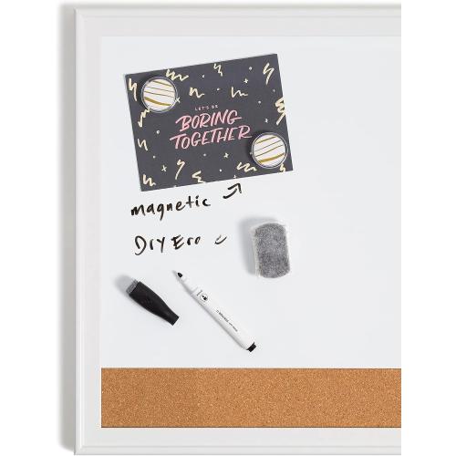 U Brands Magnetic Dry Erase Combo Board Value Pack, Includes Markers, Magnets, and Eraser,16 x 20 Inches