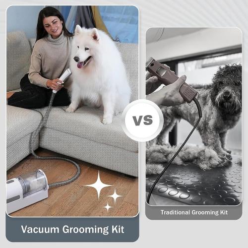 5 in 1 Pet Grooming Kit & Vacuum Suction 99% Pet Hair, 2.3L Large Capacity Easy Clean,Professional Grooming Clippers with 5 Grooming Tools for Dogs Cats and Other Animals