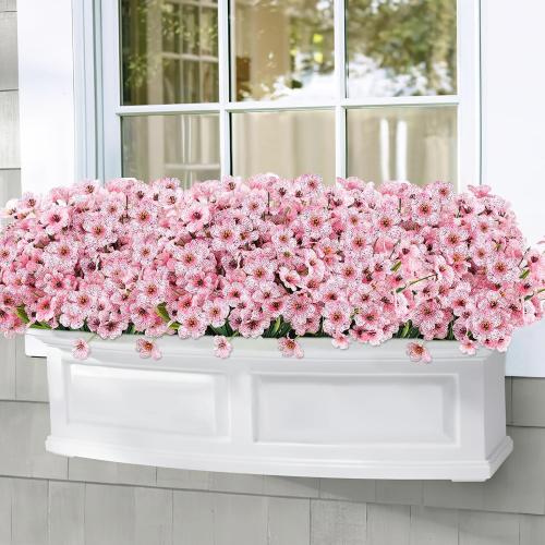 24PCS Artificial Pink Flowers for Outdoors, Realistic Silk Flowers