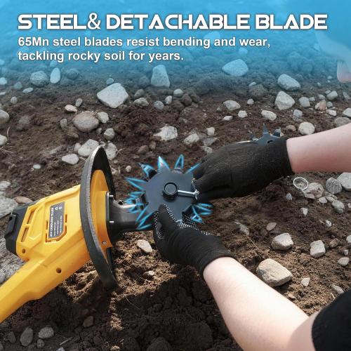 Cordless Tiller Cultivator (No Battery) Compatible with Dewalt 20V Max Battery, 9In Tilling Width & 6.3In Depth Tiller for Gardening, Loose Soil, Weeding, Trenchig