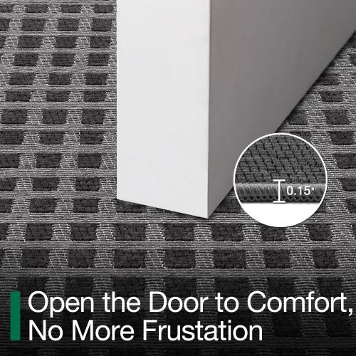 LUMI Inside Door Mat for Entry 17''x30'', Absorbent, Dirt Trapper, Low Profile Thin, Non Slip Mats with Rubber Backing, Ideal for Indoor, High Traffic, Garage, Entrance, Checkered Black