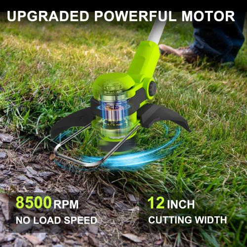 21V String Trimmer Cordless, Battery Powered, Electric Grass Trimmer with 2 x 2.0Ah Batteries, 12 Inch Trimmer and Edger with 4 Bonus Spools for Lawn, Garden