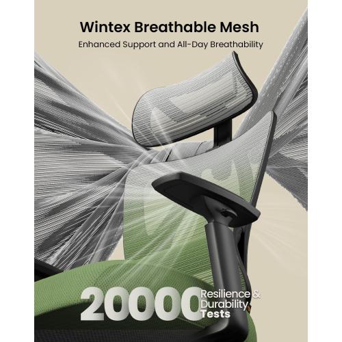 ProtoArc Ergonomic Office Chair, EC100 Big and Tall Desk Chair with Wintex Breathable Mesh, 30% Thicker Saddle Spring Cushion, Lumbar Support, Adjustable Headrest, Armrest - Gradient Green