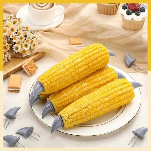 16 Pcs Shark Fin Corn Holders Thanksgiving Party Supply Stainless Steel Shark Corn on the Cob Barbecue Party Supplies Fork Birthday Decorations Ocean Themed Table Decor