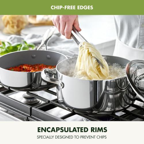 GreenPan Valencia Pro Tri-Ply Stainless Steel  Cookware Set, PFAS-Free Ceramic Nonstick Coating,