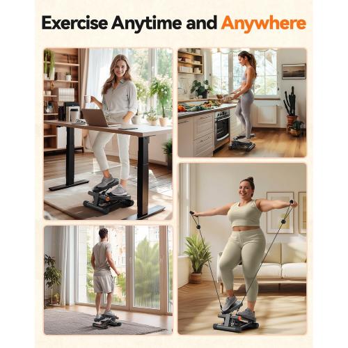 Niceday Steppers for Exercise, Stair Stepper with Resistance Bands, Mini Stepper with 300LBS Loading Capacity, Hydraulic Fitness Stepper with LCD Monitor