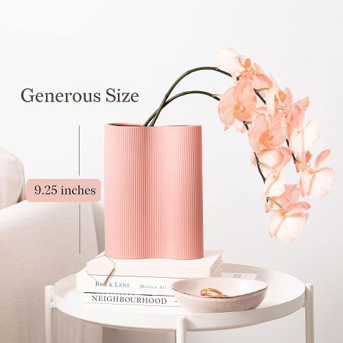 Size 9 Color pink Luxe Infinity Pink Ceramic Vase, 9' Modern Boho Flower Vase for Decor