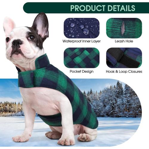 Kuoser Winter Coat, British Style Jacket for Medium and Large Dogs | Warm Windproof Puppy Cold Weather Clothes Vest, Reversible, Green L