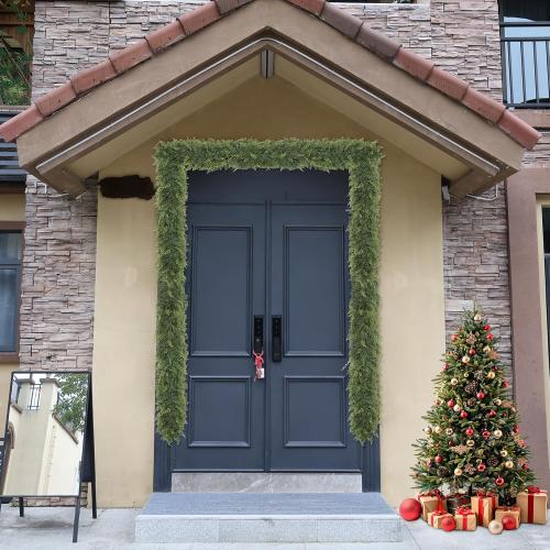 3 Pcs 6FT Christmas Cedar Garland Artificial Realistic Faux Green Cedar Pine Garland Real Touch Christmas Garland for Xmas Home Decoration Indoor Stairs Railing Fireplace Outdoor