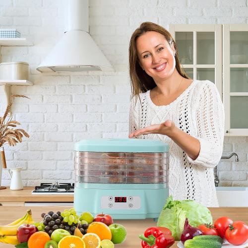 Color Blue Food Dehydrator 5 Trays Adjustable Temperature Fruit Meat Dehydrator For Jerky Machine