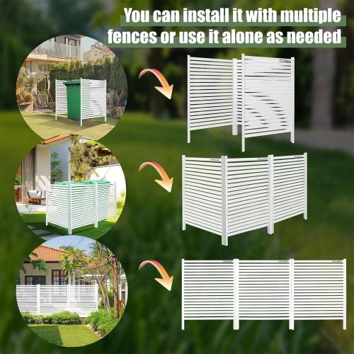 Air Conditioner Fence 3 Panels, 48 W x 48 H Outdoor Trash Can Fence, Easy Assembly Decorative Privacy Screen for AC Units & Pool Equipment