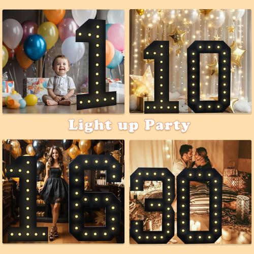 4FT Marquee Light Up Numbers, Black Giant Marquee Number Big Mosaic Number for 35th Birthday Party Decorations Backdrop 35 Anniversary Decor, Pre-Cut Frame Large Number 35****