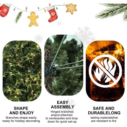 Prelit Artificial Full Christmas Tree 4FT with 907 PE PVC Tips, Premium Pre-Lit Holiday Xmas Tree with 150 UL Incandescent Lights, Metal Hinges & Foldable Base for Home Office Party, Green