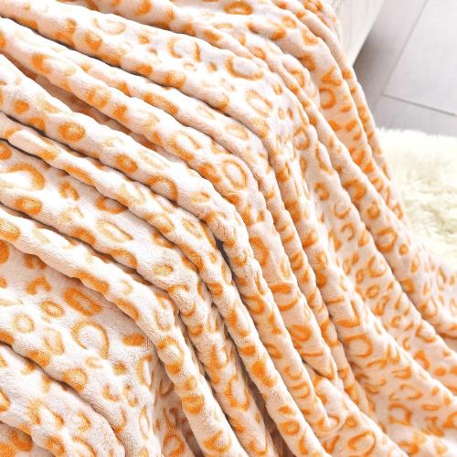 PLEASANT BOULEVARD | Leopard Throw Blanket Fleece, Premium Lightweight Cozy Warm Plush Microfiber Bedspread for Couch Sofa and Bed (Orange, Twin (60 x 80 inches))