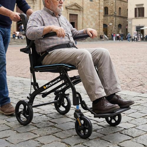 Wheelchairs for Adults,Utral-Lightweight(only 19.4lbs) Transport Chair, Foldable and PortableTravel Wheelchair with Telescopic Handle,Portable Folding Transfer Wheelchairs for Seniors(Blue)