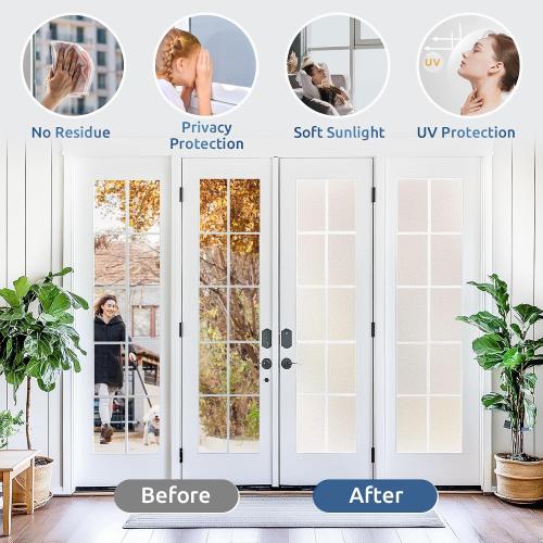 rabbitgoo Window Privacy Film with Tools, Pure, 17.5 x 78.7