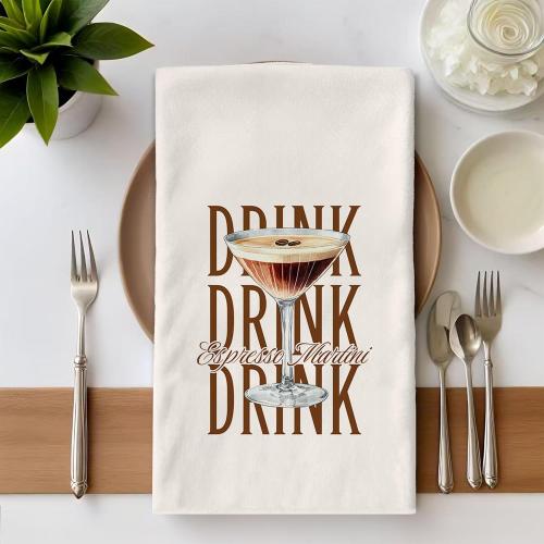 Espresso Martini Kitchen Towels - Bar Towels for Bartenders Kitchen, Espresso Martini Gifts, Funny Cocktail Hand Towels Dishcloth for Kitchen Bathroom Decorative, 16x24 Inch