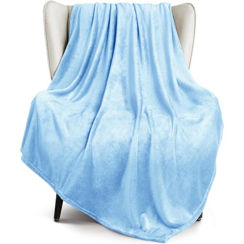 Exclusivo Mezcla Fleece Throw Blanket for Couch, Sofa, 300GSM Super Soft and Warm Blankets, Ice Blue Throw All Season Use, Cozy, Plush, Lightweight, 50x60 Inches