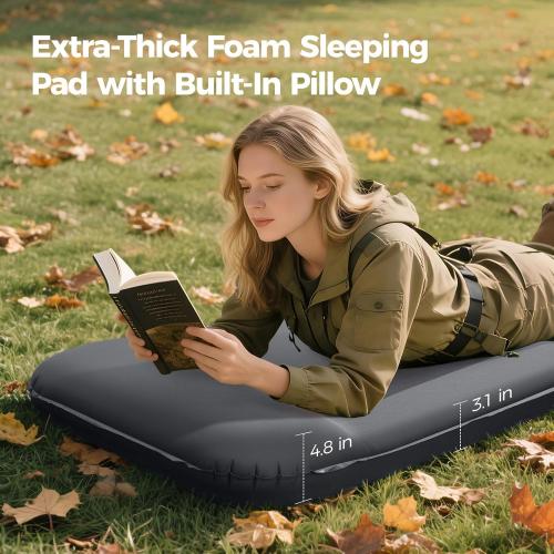 OGERY Self Inflating Sleeping Pad with Electric Pump, 3.15 Ultra-Thick Memory Foam Camping Pad, 4 Season Camping Mattress Pad with Built-in Pillow, Camping Essentials Gear for Tent Travel Car