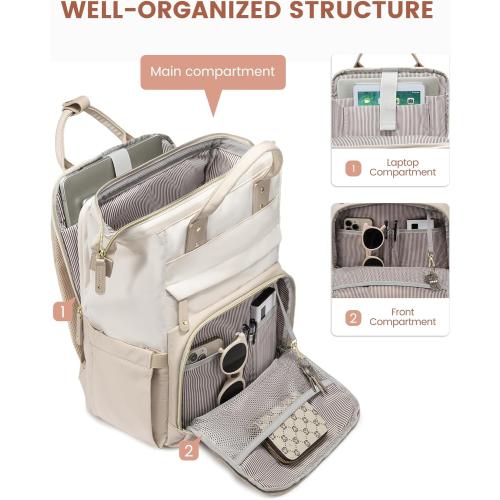 LOVEVOOK Laptop Backpack for Women, 15.6'' Waterproof Nurse Bag Teacher Work Backpack Purse for Women, Travel Computer Backpack for College Office Business Ladies