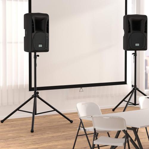 Amazon Basics Speaker Stand, Holds up to 99.2 lbs, Adjustable Height 52 to 73, Steel, Black