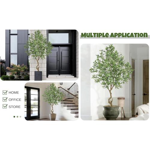 Roselywed Artificial Olive Tree 8FT with 2190 Leaves & White Planter Realistic Tall Large Fake Faux Silk Plant 94 Inch for Indoor Home Office Porch Mall Restaurant Hotel School Decor Housewarming Gift