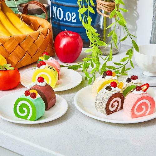 Civaner 8 Pieces Realistic Artificial Simulation Cake Dessert Mixed Fake Food for Display Kitchen Decoration Photography Props, 4 Colors