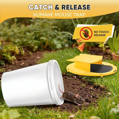 Mouse Traps Bucket Flip Lid, 5 Gallon Bucket Lid Mouse Rat Trap, Auto Reset & Slide Bucket Mouse Trap, Reusable Humane Mouse Rat Traps for Indoor Outdoor