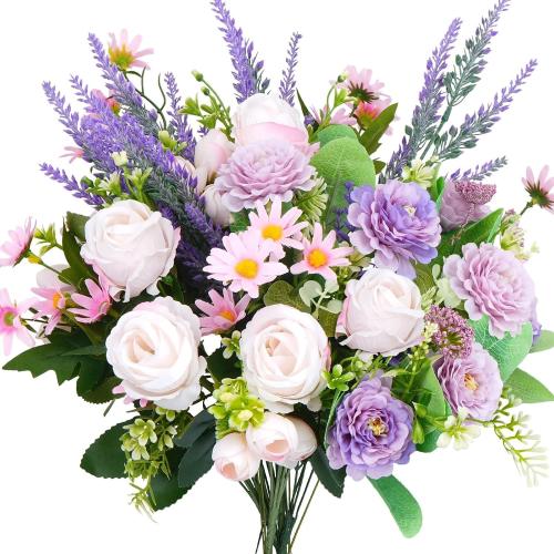 Artificial Silk Flower Arrangements, Fake Flower Bouquet for Cemetery
