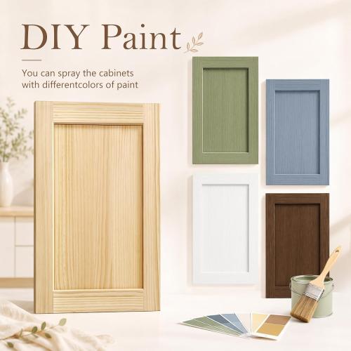 2 Pack Unfinished Pine Shaker Cabinet Doors 13.25 W x 29 H | Solid Wood Replacement Door Fronts With Soft-Close Hinges & Handles; Fits Kitchen Cabinets, Bathroom Vanity, Closet Storage