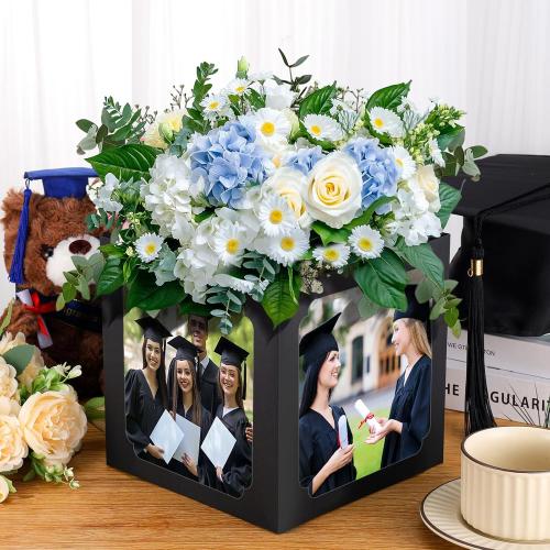 8 Pcs Graduation Box Centerpieces Decorations 6x4 Inch Photo Display Table Graduation Picture Frames Congrats Grad Party Favor for Grad Gifts Grad Party (Black)