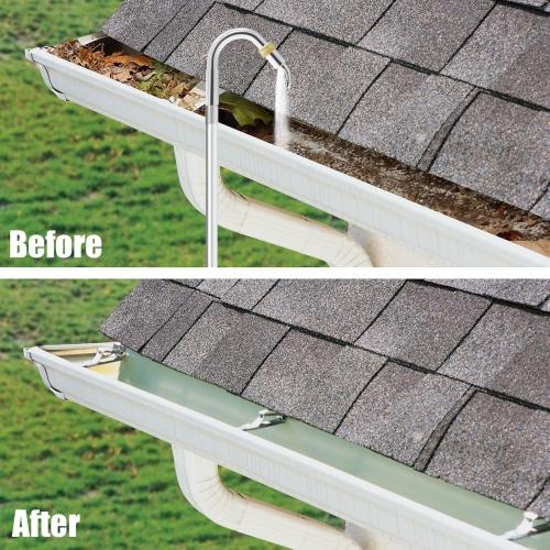 12FT (20ft Reach) Telescopic Gutter Cleaning Tools from The Ground, Rain Gutter Cleaners Tool with Hose Copper Attachment, Long Reach Gutters Cleaner Wand with Extension Pole