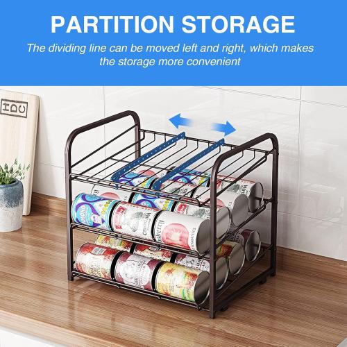 AIYAKA 3 Tier Stackable Can Rack Organizer–12.2 D x 16.6 W x 14.5 H,for food storage,kitchen cabinets or countertops,Storage for 36 cans,Bronze