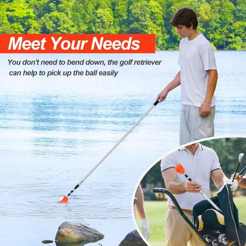 ToVii Golf Ball Retriever - Telescopic Aluminum Alloy Pole and Firm Nylon Cup Grabber