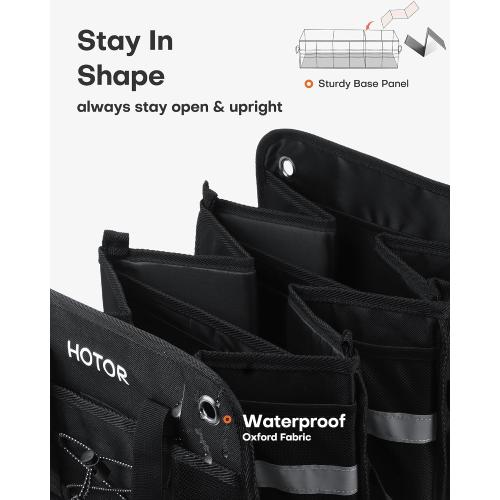 HOTOR Trunk Organizer for SUV – Car Storage Box with Reflective Strips, Collapsible Car Organizer with Large Capacity, Essential Car Accessories for Truck, Van & Sedan, Black, 33.1 x 13.0 x 12.0