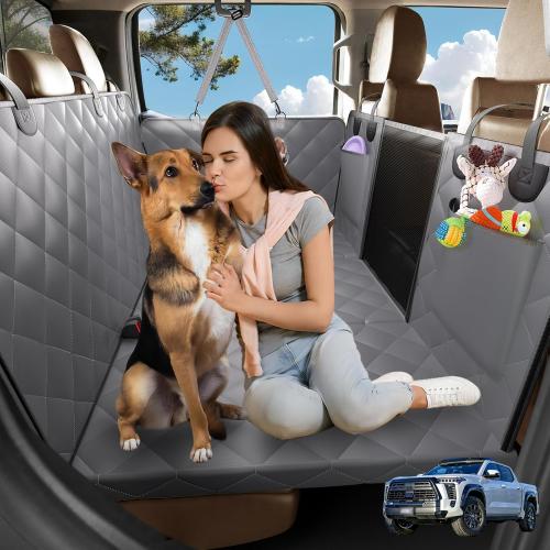 Truck Dog Seat Cover Back Seat, Hard Bottom Dog Hammock for Car, Waterproof XL Large Soft Pet Extender Travel Bed Supports 400lbs, Durable Platform Protector Full Size Crew Cab Rear Seat