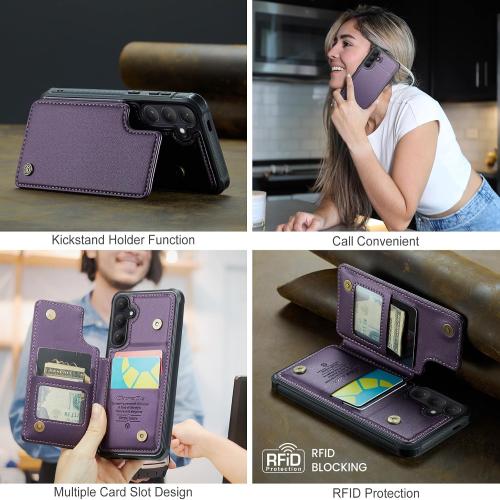 Kowauri for Samsung Galaxy S26 Case, PU Leather Wallet Case for Women Men with RFID Blocking Card Holder Slot Magnetic Closure Shockproof Protective Phone Cover for Samsung Galaxy S26 (Purple)