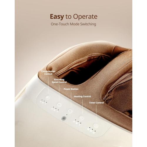 Shiatsu Foot Massager Machine with 3-Level Heat, Deep Kneading Therapy, Air Compression, Auto-off Timer, Remote Control, for Plantar Fasciitis, Neuropathy, Pain Relief, for Men Women Size up to 13
