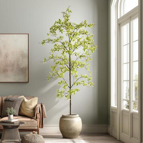 Bailikang 8FT Artificial Black Olive Tree Artificial Olive Plants, Tall Faux Olive Tree Faux Silk Plant Fake Plant Ultra-Realistic Silk Leaves & Natural Trunk Indoor Outdoor Use