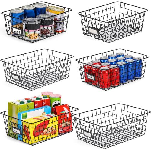 6 Pack Wire Baskets for Pantry Organization and Storage, Kitchen Organizer, 2 XXLarge & 2 XLarge & 2 Large