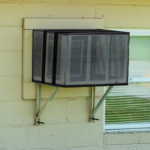 Luxiv Newest Design Mesh Window Air Conditioner Cover Outdoor, Support Window AC Unit Work Use for Outside Window AC Insulation Black Dust-Proof Waterproof Cover (Black, 17Wx12Dx13H)