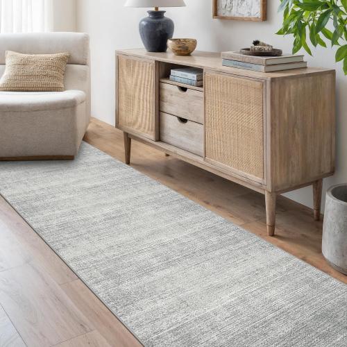 Art&Tuft 2'6x12 Runner Rug Non Slip, Washable Rug Runners for Hallways,Grey