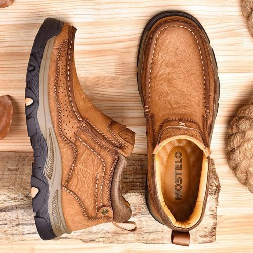 U S 9.5 MOSTELO Mens Slip On Casual Loafers Classic Outdoor Leather Walking Hiking Shoes Comfortable for Work Office Dress Outdoor High Top