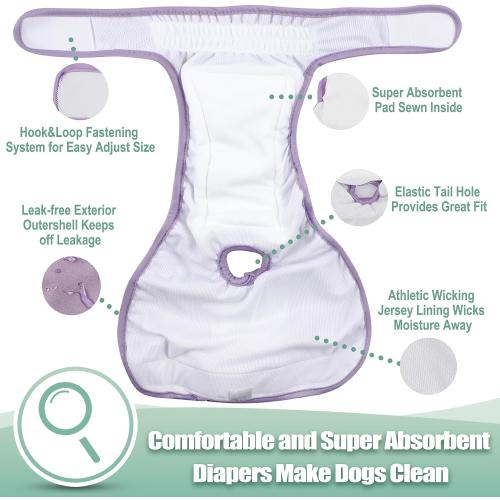 wegreeco Washable Reusable Premium Dog Diapers, Pack of 3, Small Dog Puppy & Doggy Diapers Female, Dog Period Panties Diapers Female in Heat X-Large