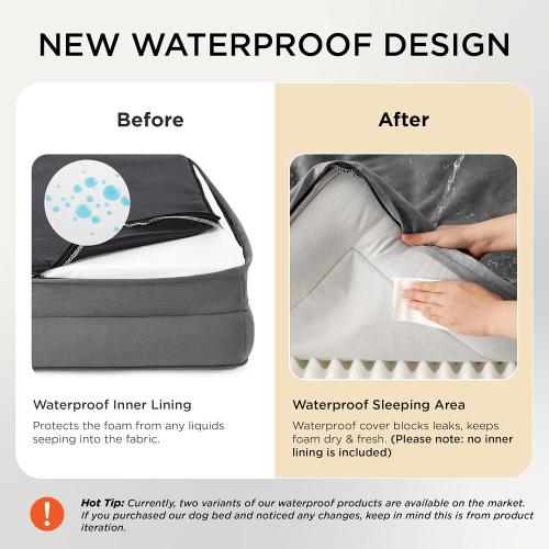 Bedsure Orthopedic Dog Beds for Extra Small Dogs- Washable Dog Cat Bed Waterproof, Comfort Pet Couch Sofa with Washable Removable Cover, Pets Bed with Nonskid Bottom, Grey, 20