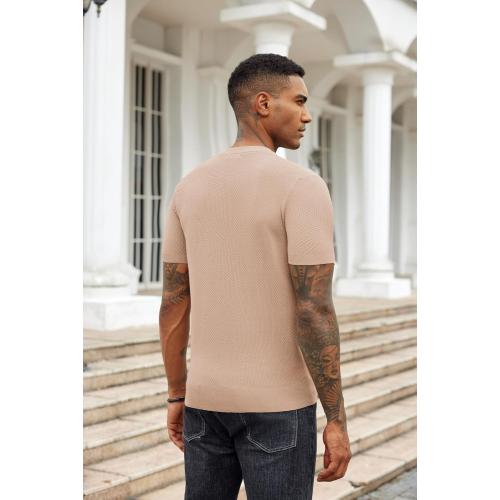 Threadbare Mens Knit T-Shirts Summer Waffle Shirts Vintage Shirts Short Sleeve Crew Neck Tee Shirt Casual Crochet Top.  Size medium