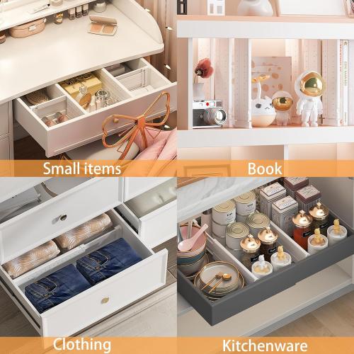 REBECAT 5 Pack Drawer Dividers for Clothes Adjustable Drawer Dividers 4 High Expandable from 15-21 for Dresser Baby Clothes Bathroom,Bedroom Kitchen and Office Storage，White